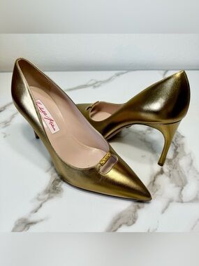 ⭐️Rare⭐️ Kendall Miles Michelle Metallic Gold Leather D’Orsay Stiletto Pumps 9.5